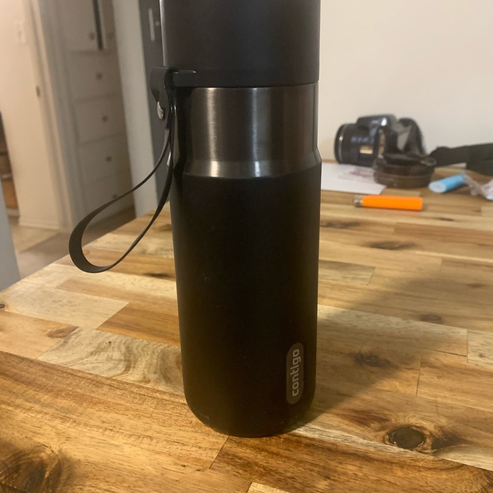 Contigo Matte Black Stainless Travel Bottle with Wrist Strap